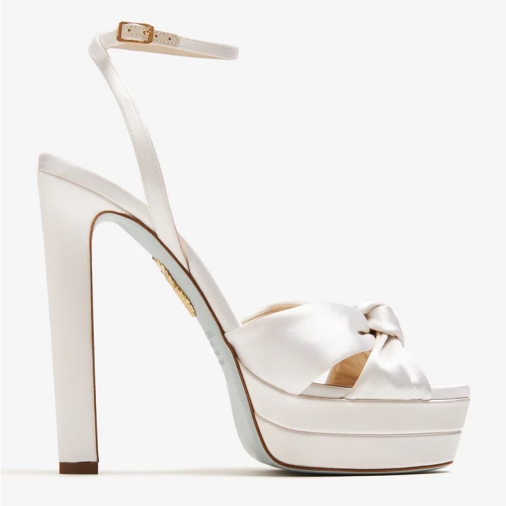 Aquazzura Cupid Bridal Plateau 130 Sandal Cream Heel size 37